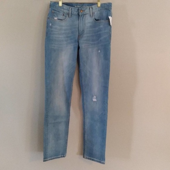 Old Navy Light Wash Distressed Slim Leg Cotton Jeans Sz 32 - Picture 1 of 10
